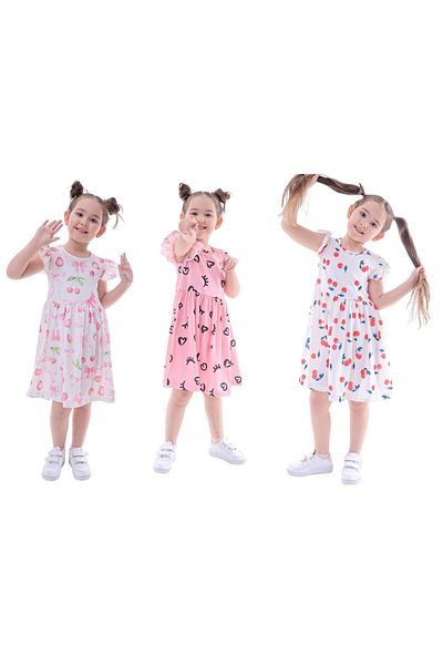 minitrends 3 Printed Lycra Girls' Dresses