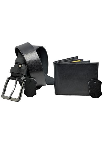 EDS DERİ ÜRÜNLERİ Set curea și portofel din piele naturală 100% pentru bărbați