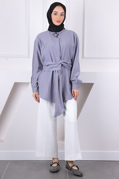 İmajButik Μοντάλ πουκάμισο με γκρι ζώνη μέσης