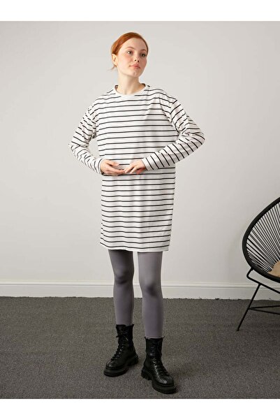 Por La Cara Ριγέ χτενισμένο βαμβακερό τουνίκ - Κρέμα - Por La Cara