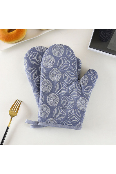 Choice قفازات زرقاء سميكة مقاومة للحرارة، قطعتان، قفازات فرن الميكروويف، قفازات مطبخ مطبوعة مضادة للحروق