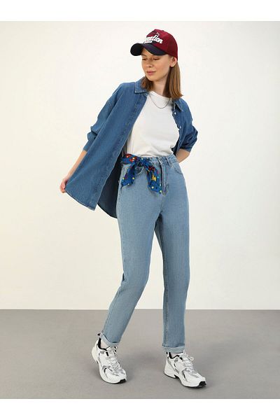 Benin Women's Blue Natural Fabric Jeans1384785