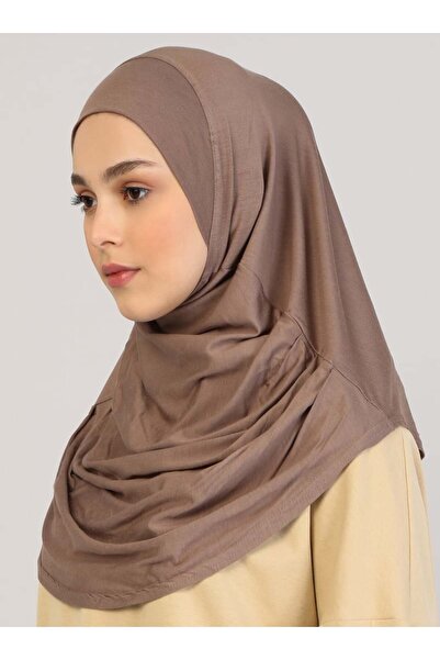 Ecardin Düz Hazır Türban - Koyu Vizon -