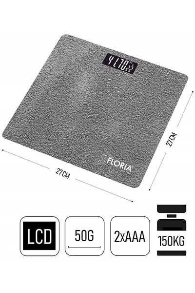 Floria Floria ZLN1987 electronic bathroom scale Gray, LCD screen, maximum capacity 150 kg