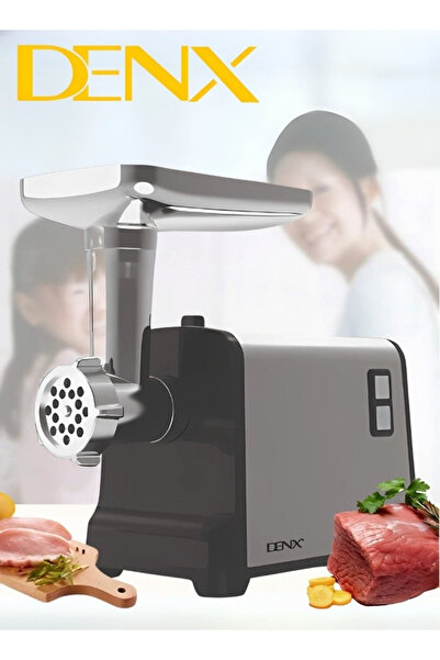 Denx Meat Grinder, Electric Meat Grinder with Stainless Steel Blade, 1200W, Silver