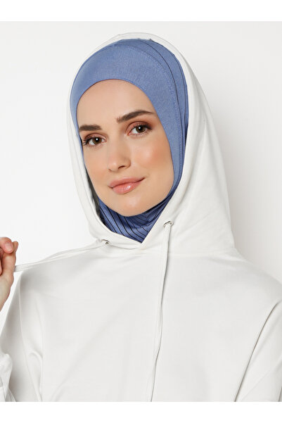 Ecardin عمامة رياضية مخططة ذات لون واحد -St 296 أزرق داكن