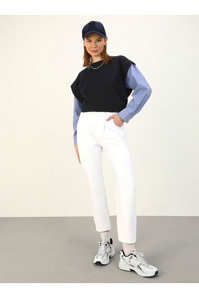 Benin Boyfriend Pleat Detailed Jeans - Λευκό - Benin