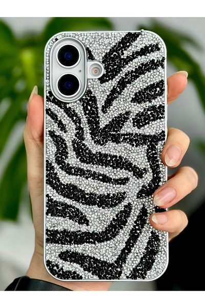 Go Aksesuar حافظة سيليكون متوافقة مع هاتف Iphone 16 بتصميم ماسي مرصع بأحجار الراين اللامعة