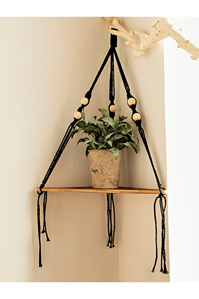 Choice رف زاوية M01513 رف زاوية خشبي لتزيين الحائط، حامل عرض لتخزين الأواني، رف عائم من الماكرامية