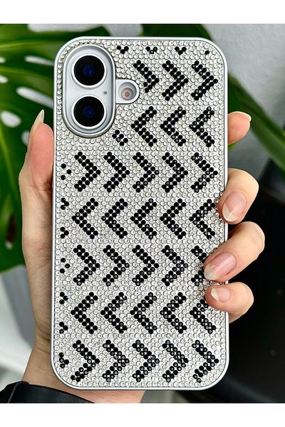 Go Aksesuar حافظة سيليكون متوافقة مع هاتف Iphone 16 بتصميم ماسي مرصع بأحجار الراين اللامعة