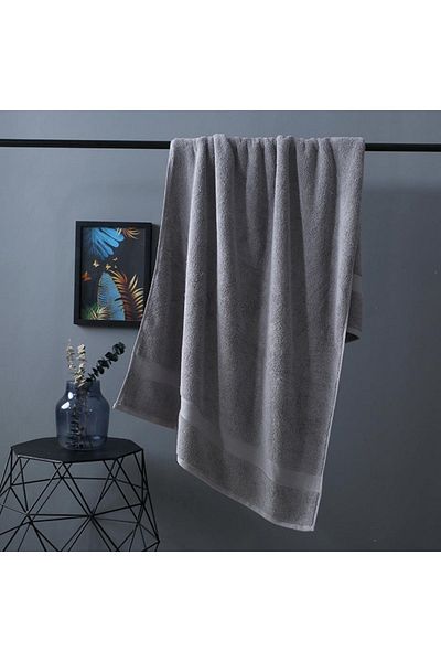 DUTRIEUX 80x160cm Grey Cotton Highly Absorbent and Quick Dry Large Bath Towel - 800 GSM Hotel And Spa Quality