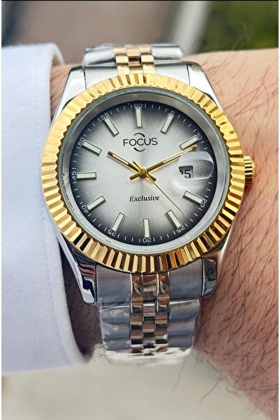 Focus Men's Wristwatch Screw Top Complete Steel Case and Cord