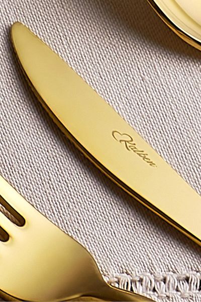 kalben Amore Titanium Shiny Gold 6 Piece Dessert Knife