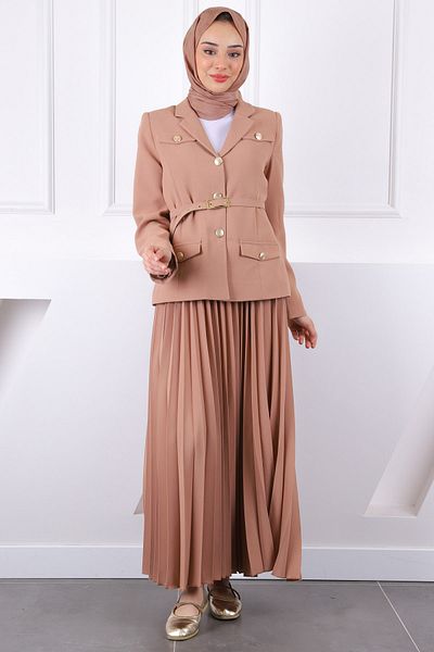 İmajButik Μπισκότο Ζώνη Μπουφάν Φούστα Κρεπ Σετ