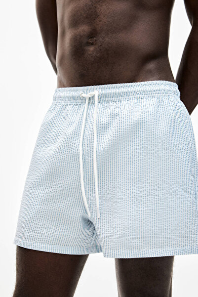Pull & Bear Çizgili gofre deniz şortu