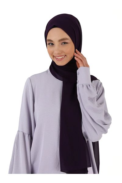 Tuva Şal Plum Colored Women's Chiffon Shawl -425041