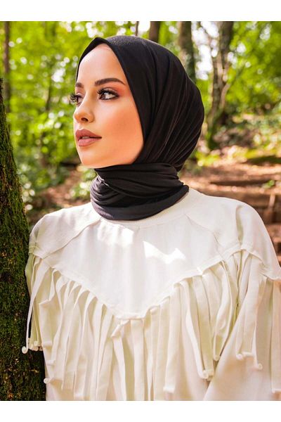 Tuva Şal Flexible Jersey Viscose Shawl - Black - Canvas