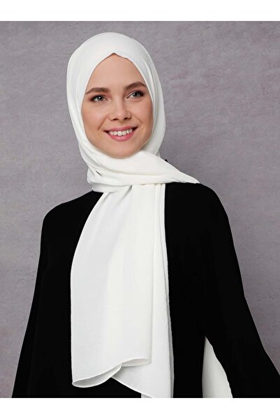 Tuva Şal Krep Jazz Shawl - Λευκό - 2 - Καμβάς