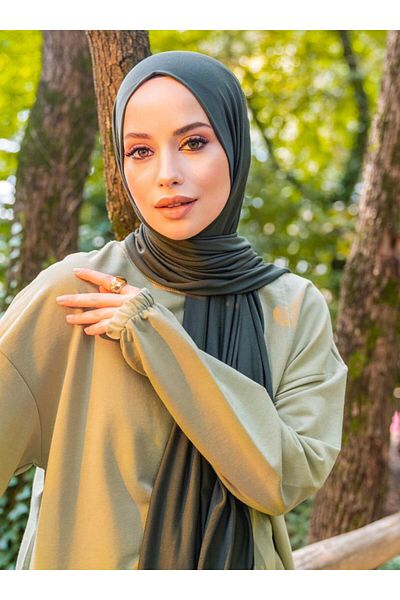 Tuva Şal Flexible Jersey Viscose Shawl - Khaki - Canvas