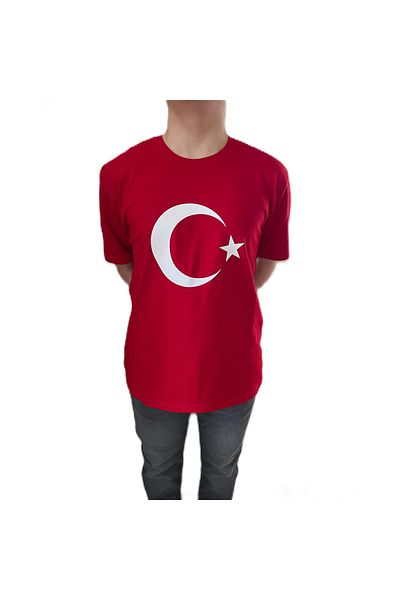 asil türk Unisex Oversize Turkish Flag Red T-Shirt