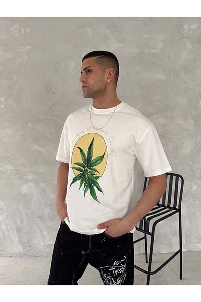 Kokosh moda Μπλουζάκι με στάμπα μπροστά και πίσω Oversize Crew Neck - Λευκό