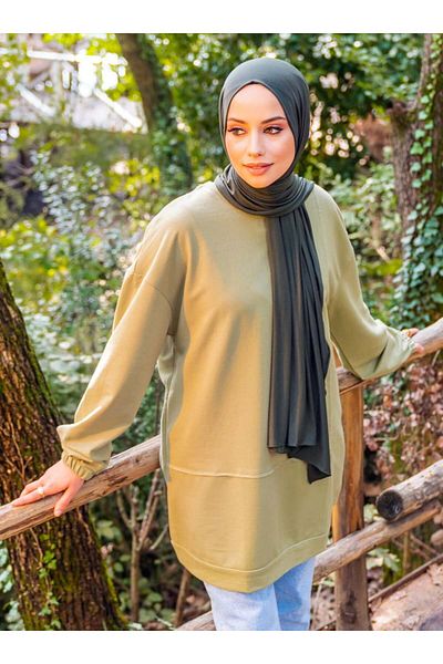 Tuva Şal Flexible Jersey Viscose Shawl - Khaki - Canvas