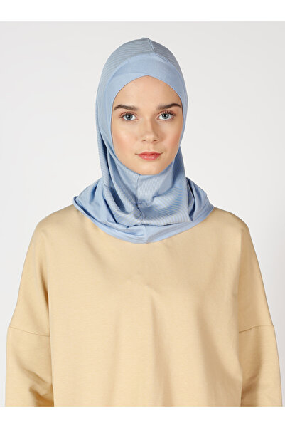 Ecardin Αθλητικό χιτζάμπ με ρίγες και τουρμπάνι - ST308 Baby Blue