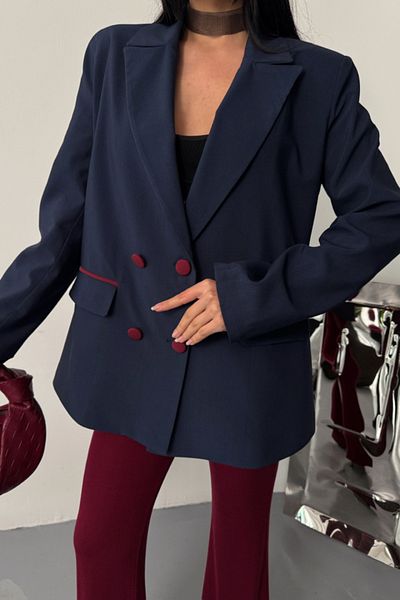 leyla sanat sanata yeni bir bakış açısı Leyla Art a New Perspective on Art Design Jacket Coating Button - Navy