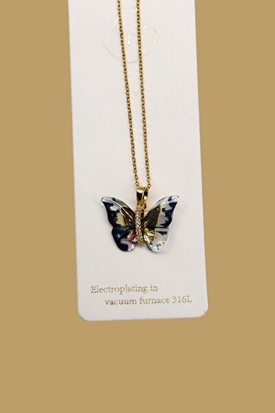 HFKY Kadın Kelebek Kolye. Çelik Kelebek Kolye