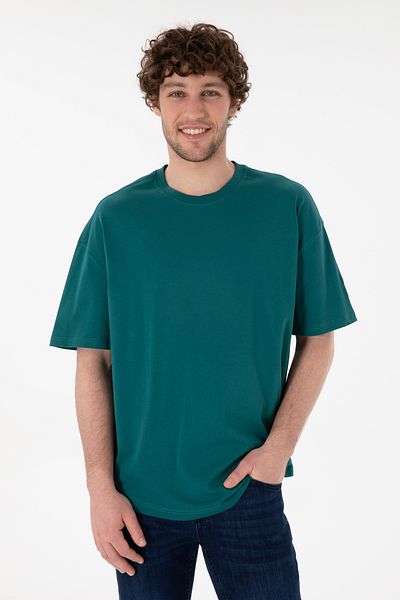 U.S. Polo Assn. Men's Long Fit Crew Neck Dark Green Basic T-Shirt 50305988-Vr101