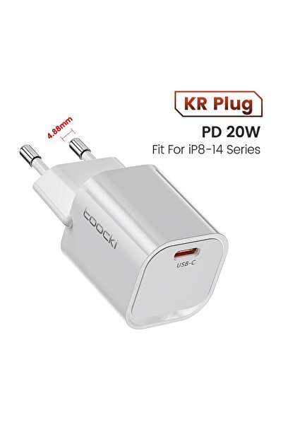 Choice شاحن توكي KR الأبيض بقوة 20 واط بتقنية GaN USB مع خاصية الشحن السريع Q...