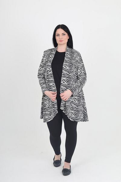 GNR Zebra Patterned Large Size Combed Cotton Cardigan Inside and Outside Set