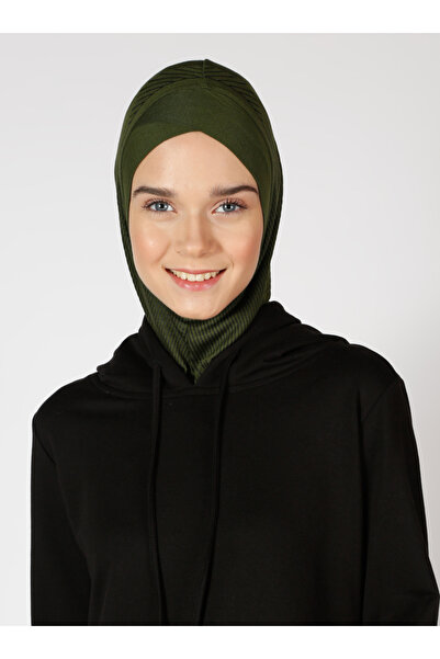 Ecardin Çizgi Sa deznom Cross Sport Hijab Bonnet Turban - ST308 Kaki