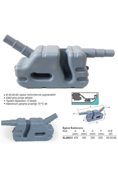 SomayStore Tekne Egzoz Susturucu Waterlock Ø 50-55-60 Mm