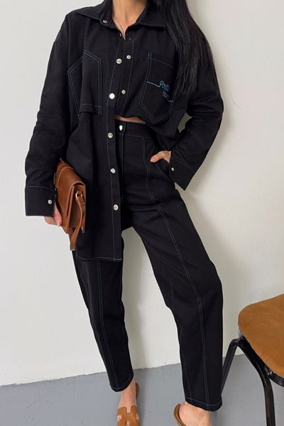 JANES Set cămașă-pantaloni din denim albastru