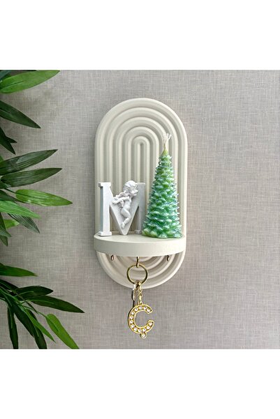 MERKARE علاقة حائط باللون البيج وسلسلة مفاتيح - مصنوعة يدويًا