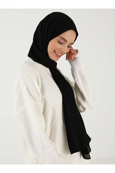 Tuva Şal Krep Jazz Shawl - Black - 3 - Canvas