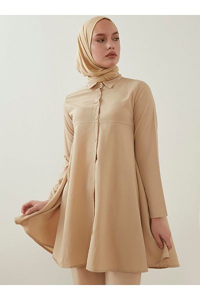 Por La Cara Women's Front Buttoned Bell Skirt Shirt Tunic