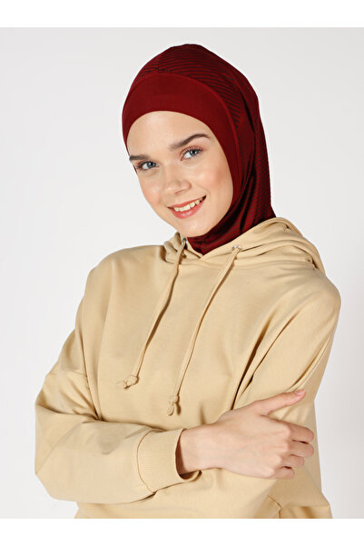 Ecardin عمامة رياضية مطبوعة بخطوط - ST307 أحمر كلاريت