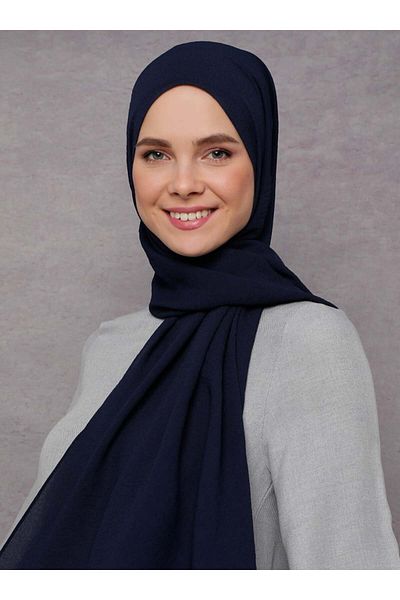 Tuva Şal Crepe Jazz Shawl - Navy Blue - 4 - Canvas