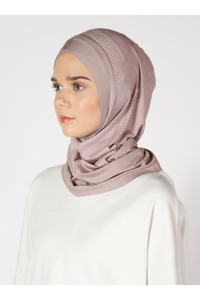 Ecardin Αθλητικό χιτζάμπ με μοτίβο ρίγες - ST308 Smoke Rose