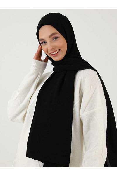 Tuva Şal Krep Jazz Shawl - Black - 3 - Canvas