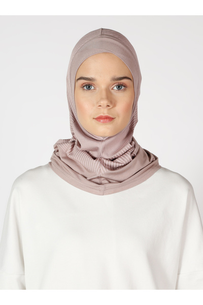 Ecardin Αθλητικό χιτζάμπ με μοτίβο ρίγες - ST308 Smoke Rose