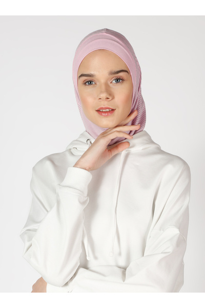Ecardin Αθλητικό Hijab Bone Turban με ρίγες - ST307 Ροζ