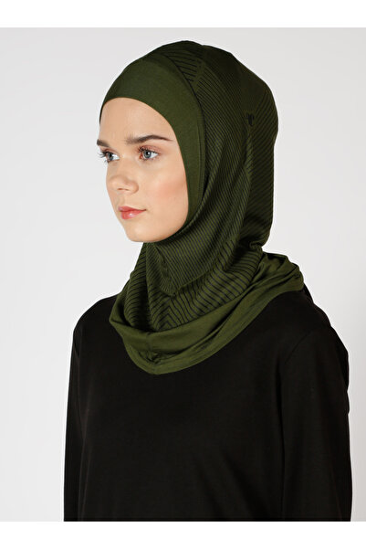 Ecardin Αθλητικό Hijab Bone Turban με ρίγες - ST307 Χακί