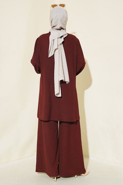 modaserdem Lower Upper Suit 6663 - Burgundy Tunic and Pants
