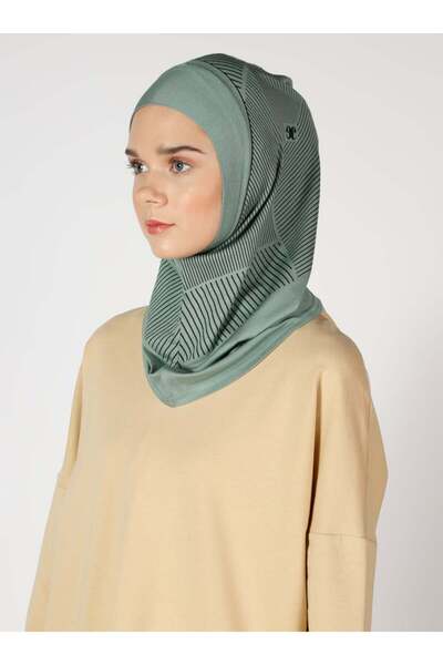 Ecardin Αθλητικό Hijab Bone Turban με ρίγες - ST307 Çağla