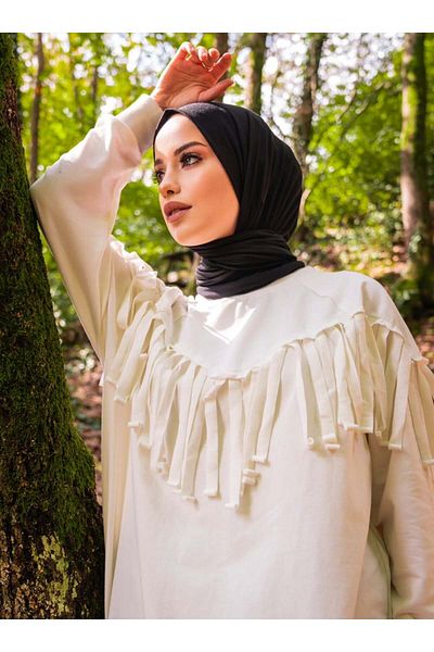 Tuva Şal Flexible Jersey Viscose Shawl - Black - Canvas