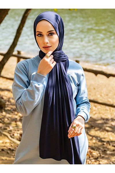 Tuva Şal Flexible Jersey Viscose Shawl - Navy Blue - Canvas