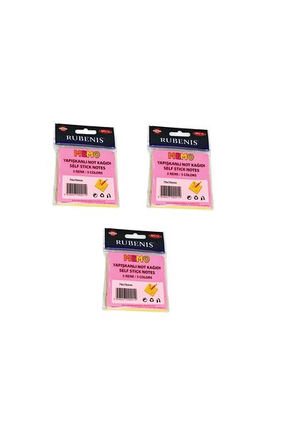 Rubenis RUBENIS 76*76 mm - 5 Colors Adhesive Note Paper (3 Pieces)